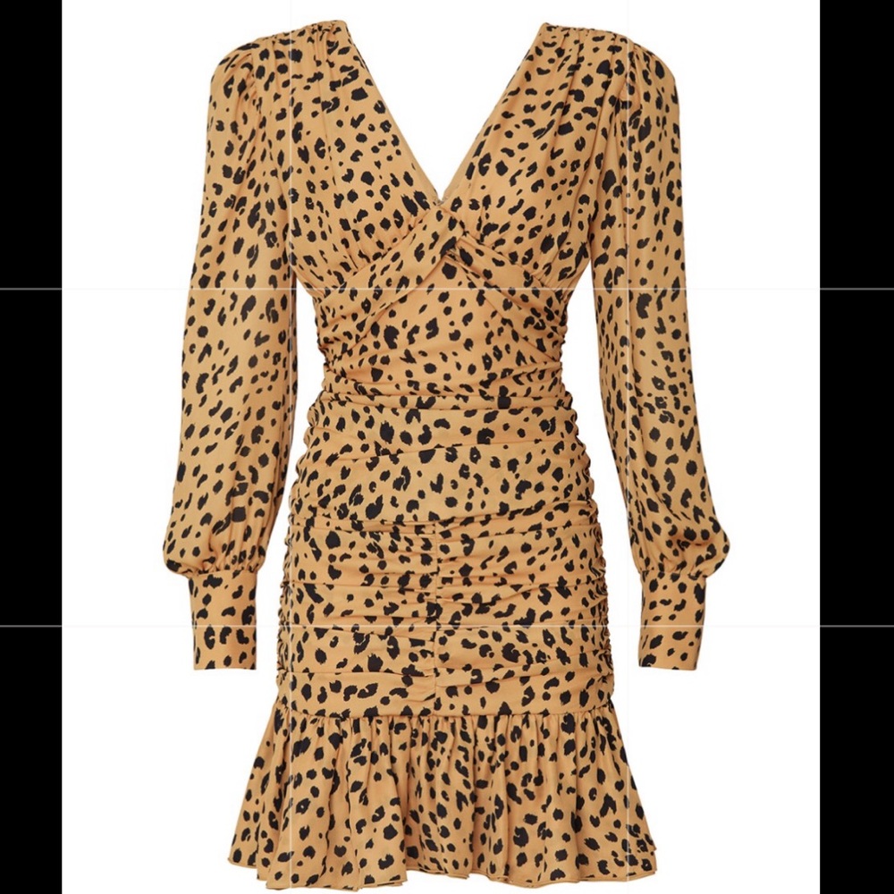 Like New Nicholas Leopard Gathered Frill Dress